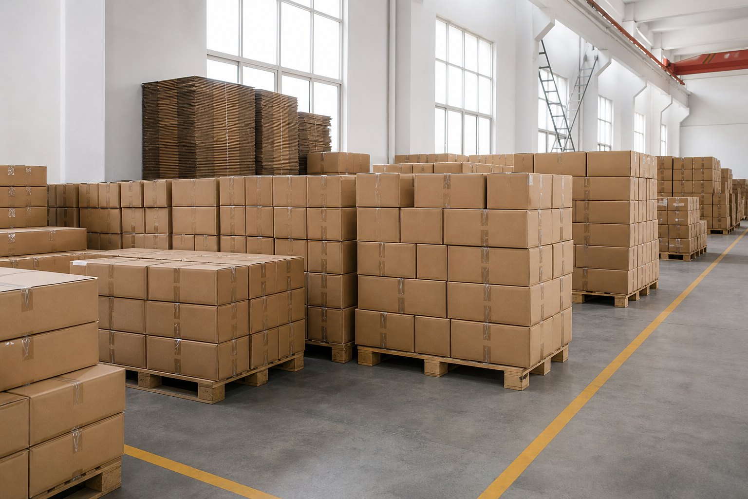 Carton warehouse with palletised STM shipments